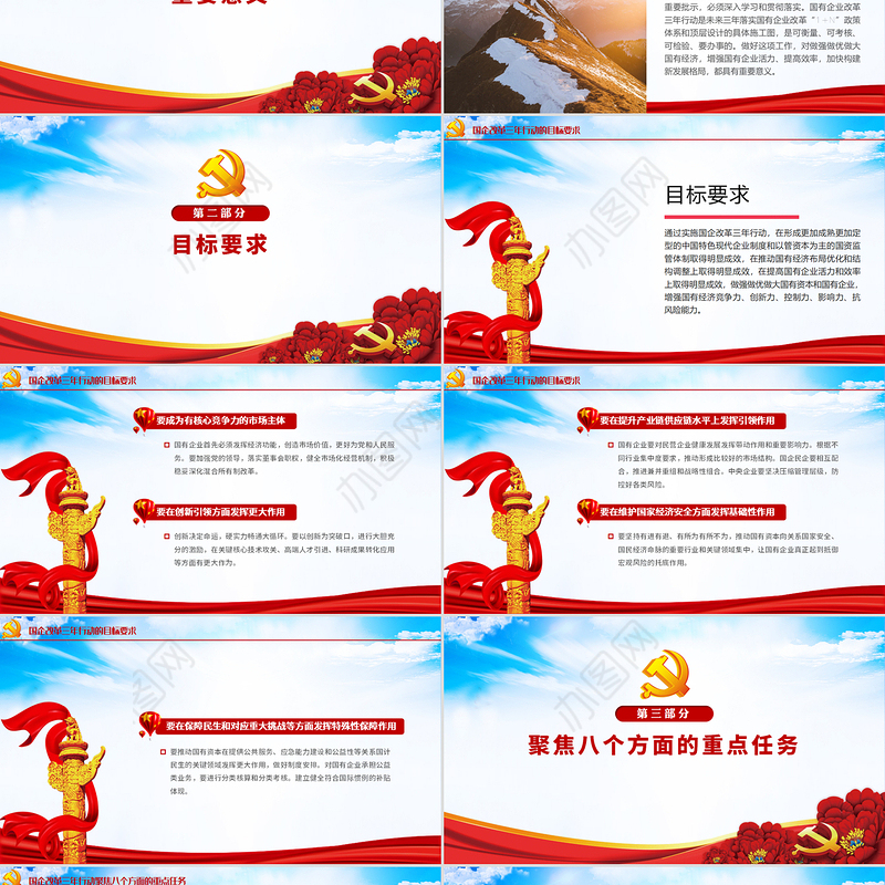 蓝色党建风国企改革三年行动方案2020-2022专题国企党课PPT