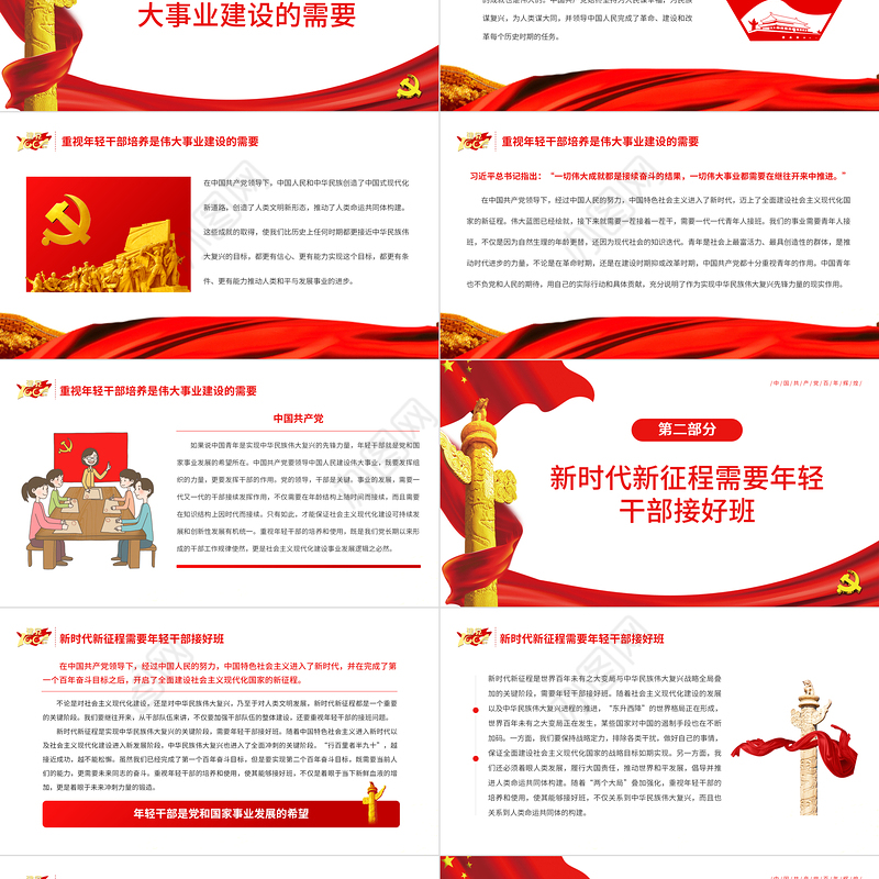 年轻干部是党和国家事业发展的希望PPT红色简洁风2022年党支部党员培训专题课件