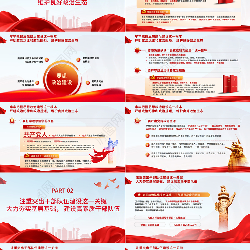 2022把握根本突出关键抓牢重点更加坚强有力地抓好党建工作PPT红色党政风全面从严治党强化作风建设专题党课课件模板