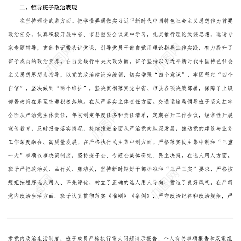 班子“政治画像”报告