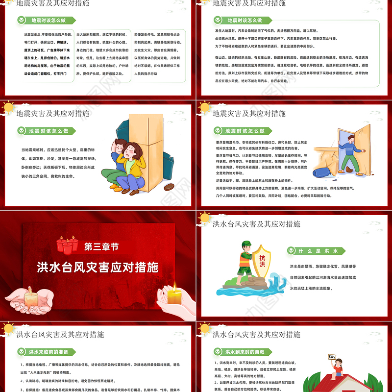 2023护航高质量发展防范灾害风险PPT剪纸中国风全国防灾减灾日汶川地震十五周年专题党课课件模板下载