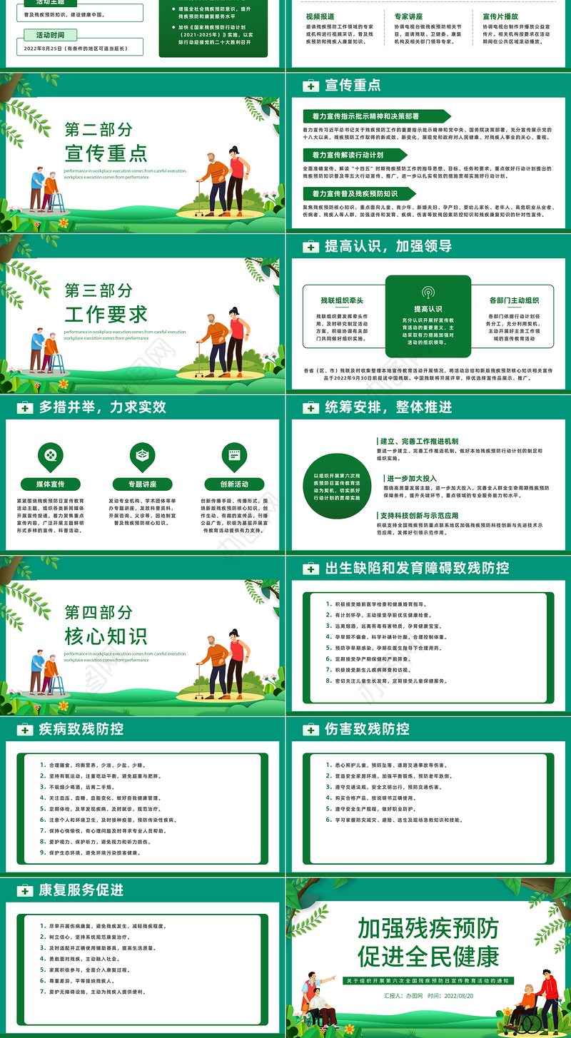 加强残疾预防促进全民健康PPT简约风关于组织开展第六次全国残疾预防日宣传教育活动的通知课件模板