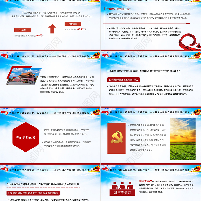 2021党的组织建设PPT红色党建风百年大党组织建设的历程经验及启示专题教育党课课件