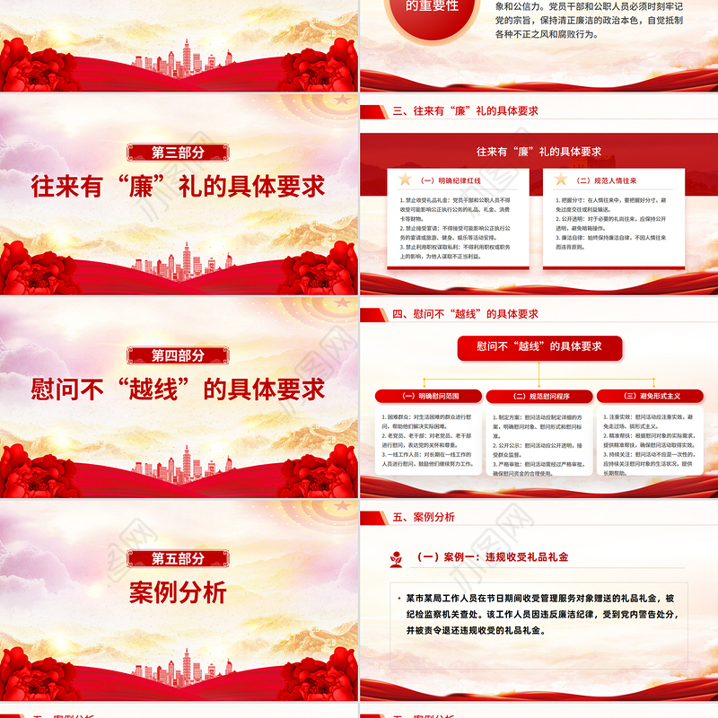 党员干部节日廉洁自律PPT往来有“廉”礼慰问不“越线”微党课