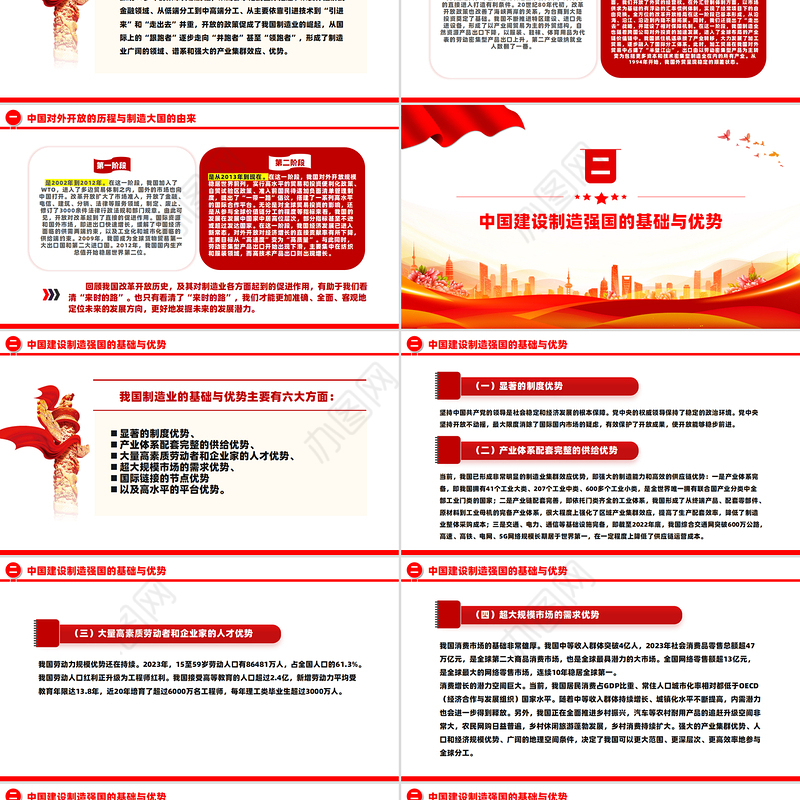 从全球视野谋划制造强国之路PPT红色精美党课课件