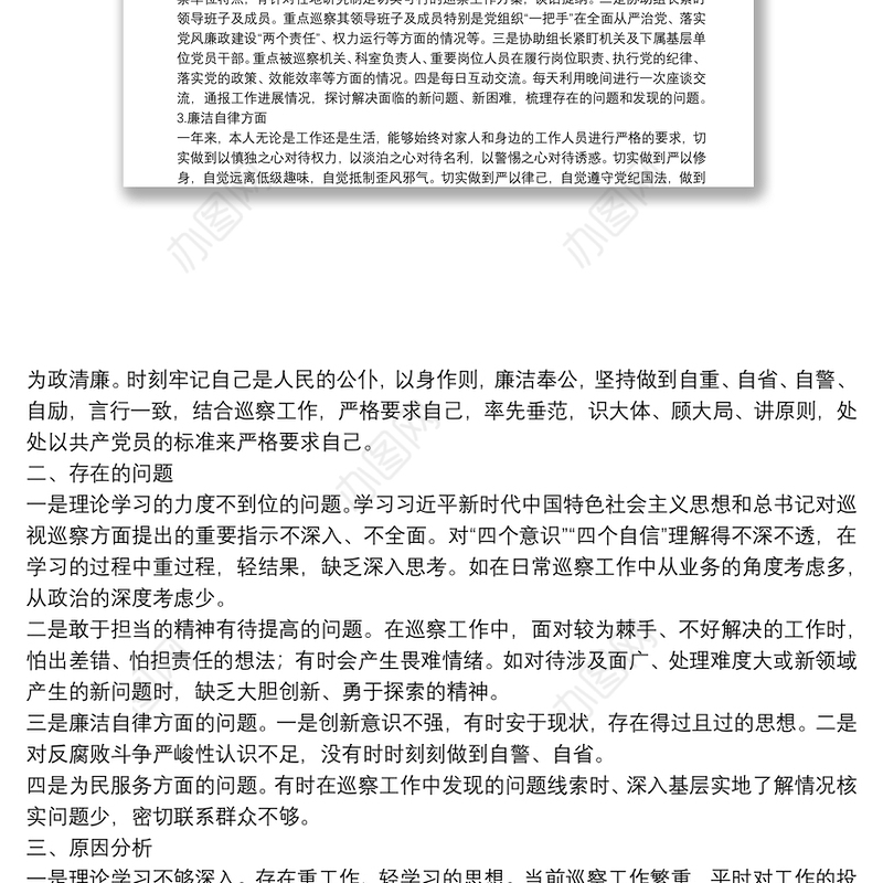 X市纪委监委副处级巡察专员年度个人述职述德述廉报告