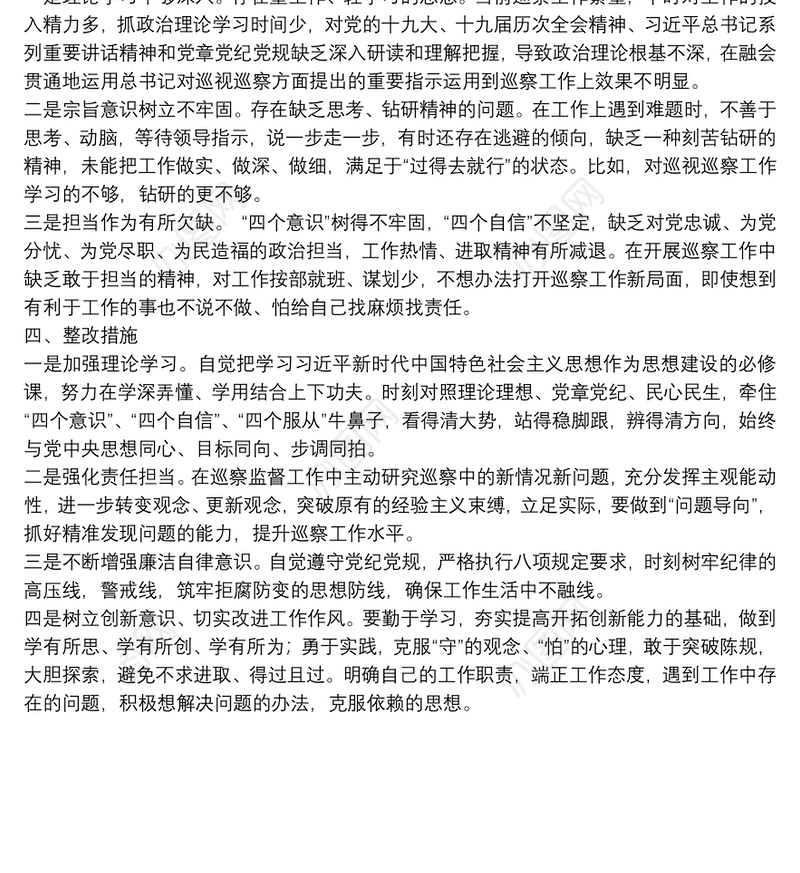 X市纪委监委副处级巡察专员年度个人述职述德述廉报告