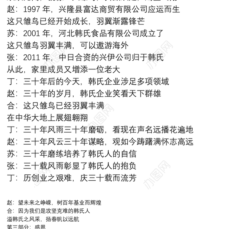 公司成立30周年诗词朗诵范文