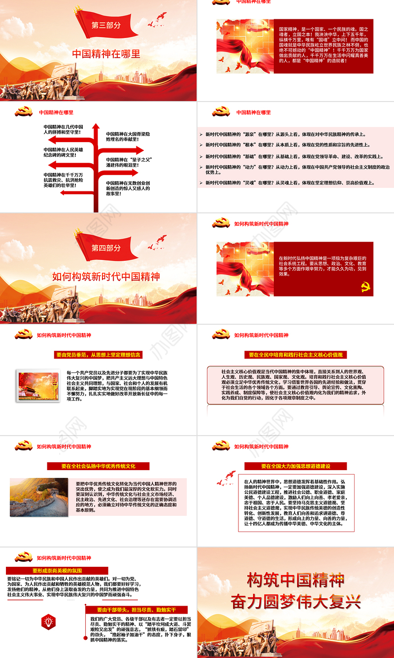 2021弘扬中国精神PPT构筑中国精神奋力圆梦伟大复兴爱国主义教育专题党课