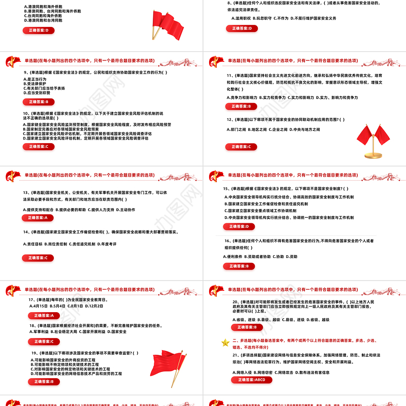 2024国家安全知识竞赛PPT红色简约风国家安全知识竞赛题库及答案
