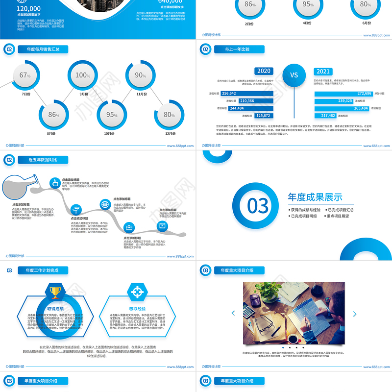 2021年年终总结工作PPT创意蓝色汇报计划模板