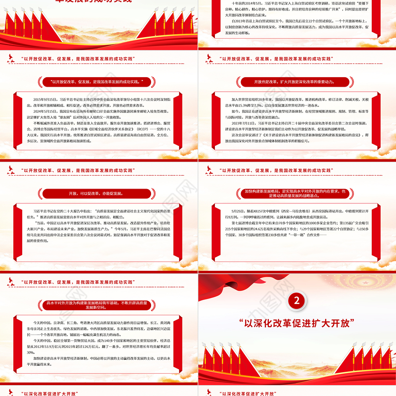 2024统筹推进深层次改革和高水平开放PPT简洁风新时代全面深化改革的实践与启示述评之七课件