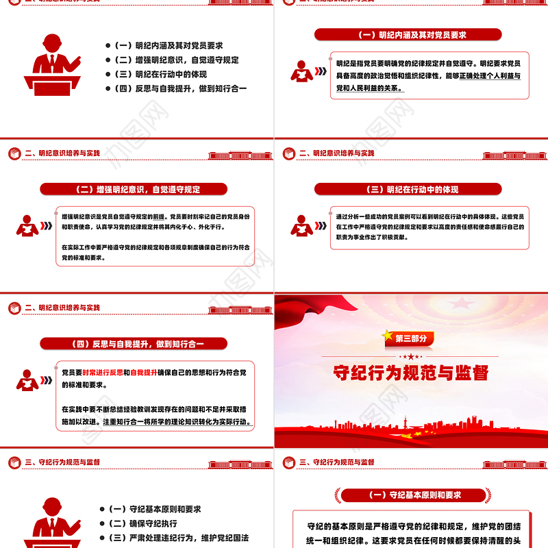 2024检视学纪明纪守纪PPT红色精美剖析之检党课课件