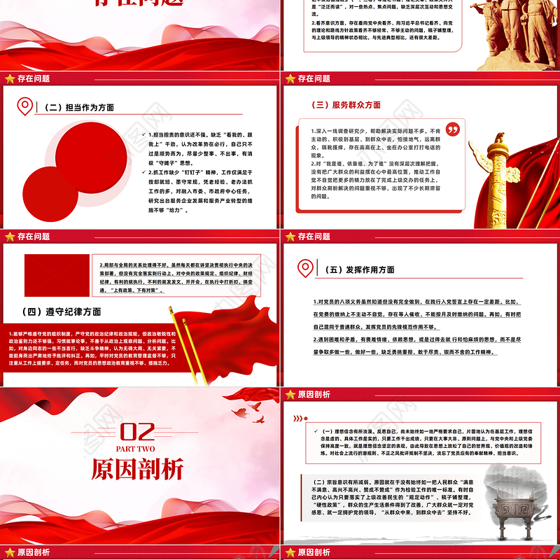 党员检视问题原因分析及整改措施PPT精美党政风2023年主题教育民主生活会党课下载