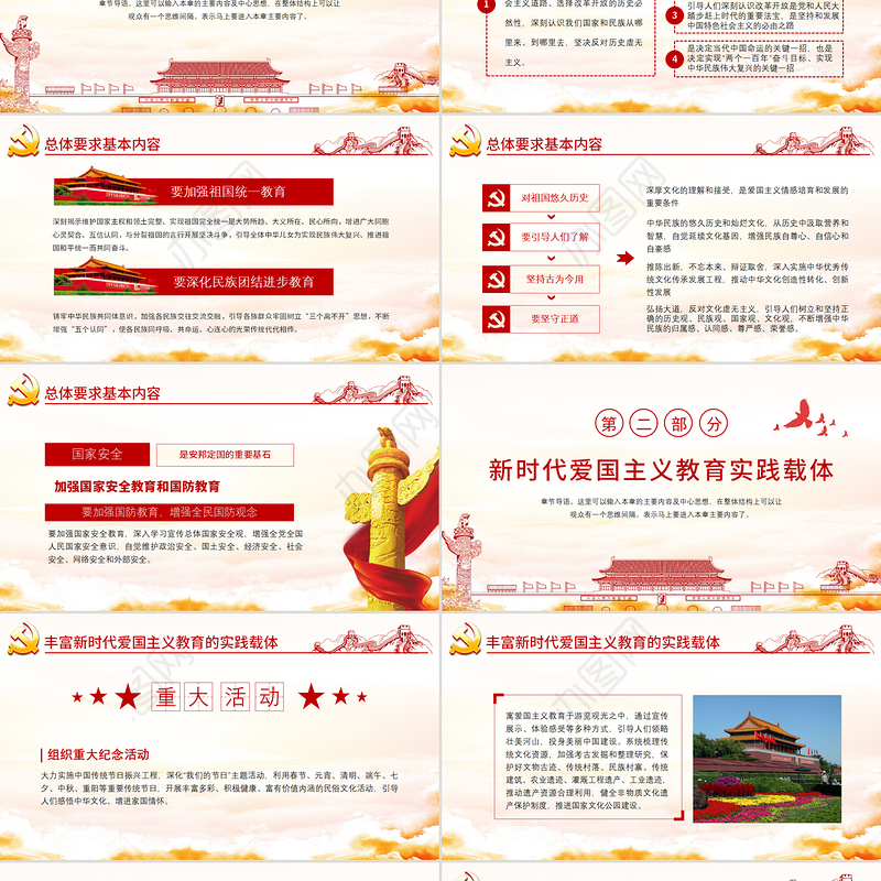 简洁中国风新时代爱国主义教育实施纲要宣传教育党课PPT