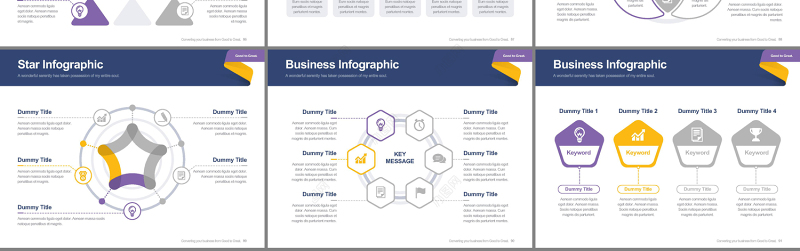 2017黄紫色灰扁平淡雅风商务PPT模板