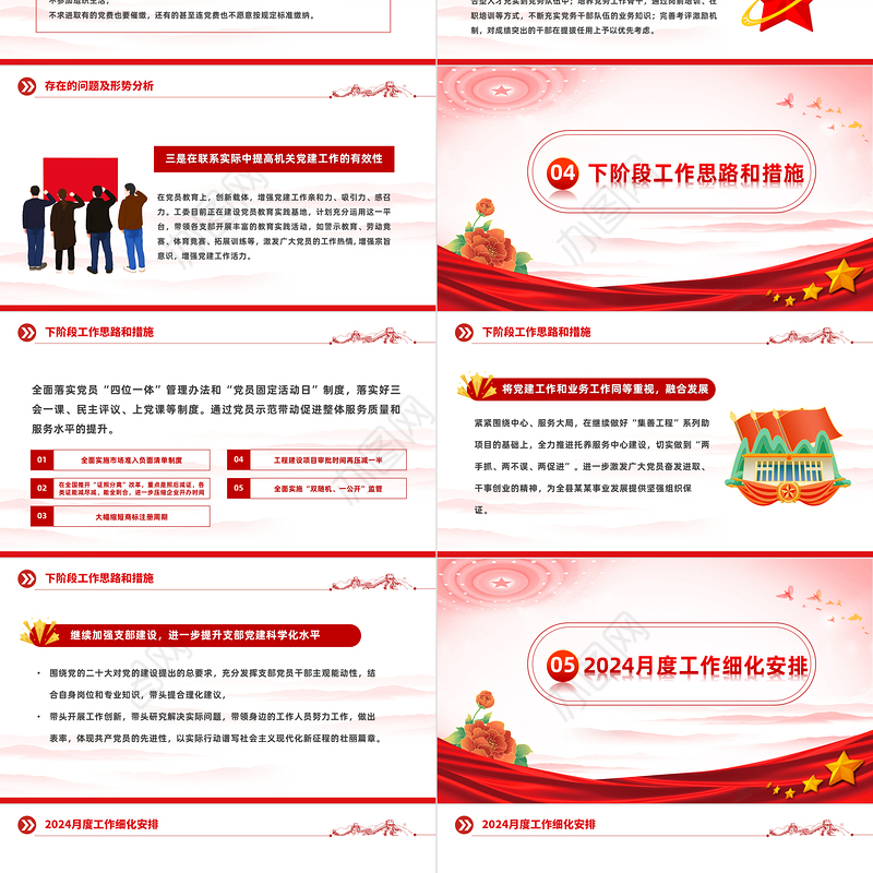 2024年3月民主生活会PPT红色党政风基层党委干部民主生活会课件