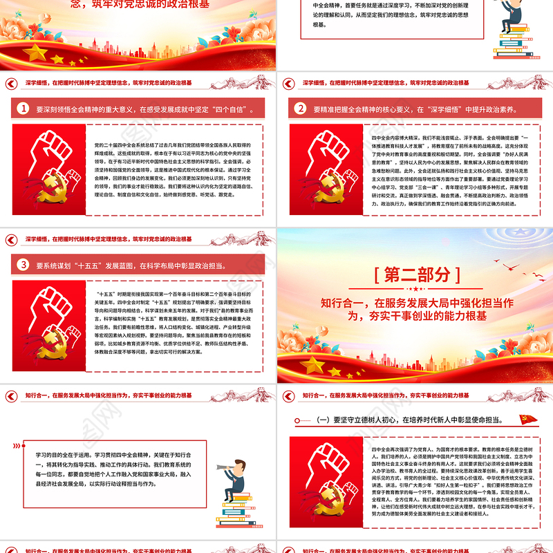 简洁大气深学笃行全会精神凝心铸魂筑牢党性根基PPT党课