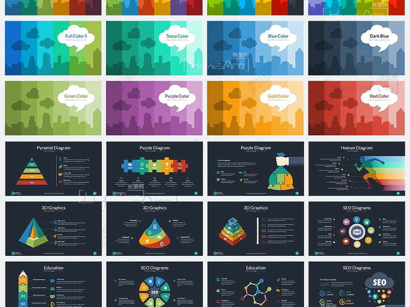 多彩数据图表云科技商务keynote模板