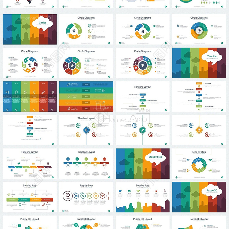 多彩数据图表云科技商务keynote模板