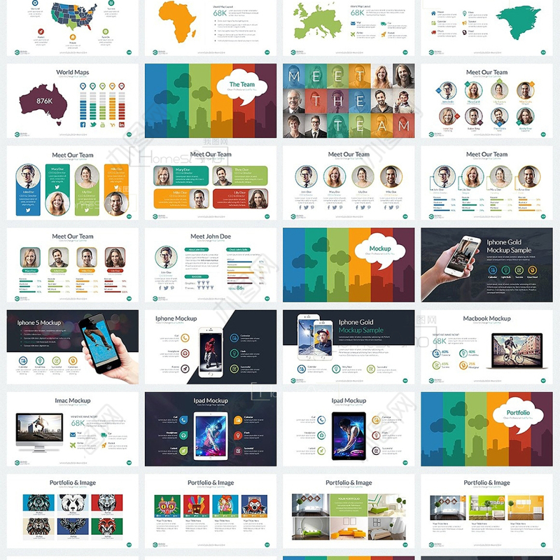 多彩数据图表云科技商务keynote模板