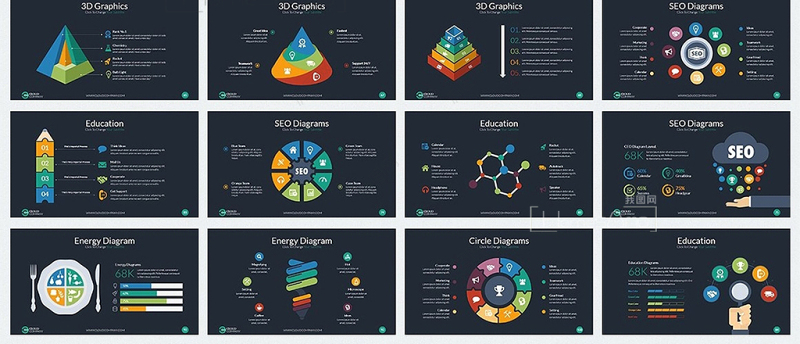 多彩数据图表云科技商务keynote模板