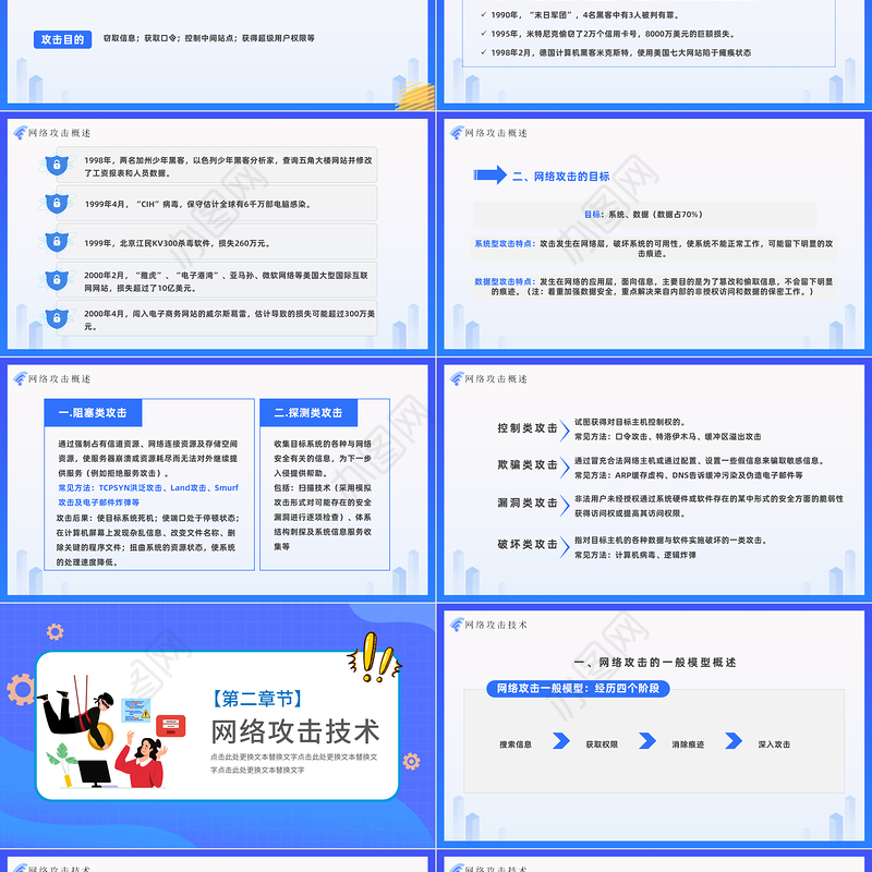 2022网络安全技术PPT简约风网络安全技术培训课件模板下载