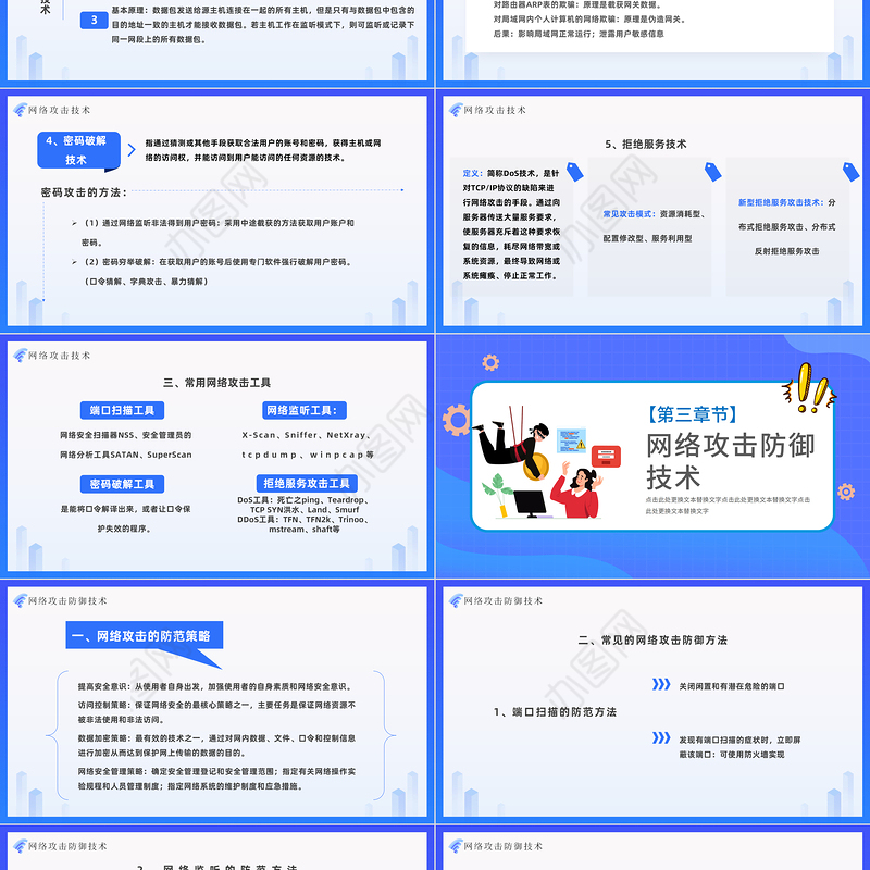 2022网络安全技术PPT简约风网络安全技术培训课件模板下载