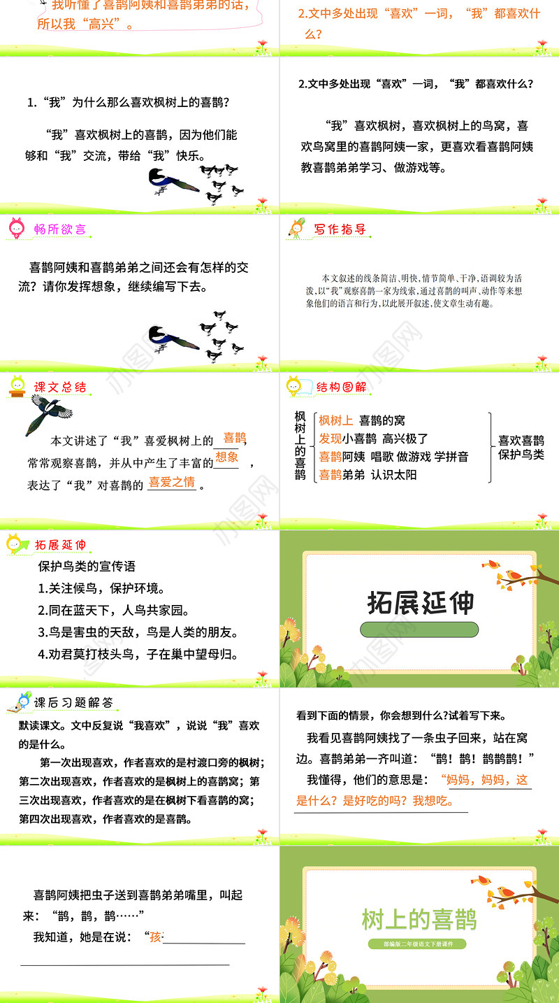 2022枫树上的喜鹊PPT课文第9课小学二年级语文下册部编人教版教学课件