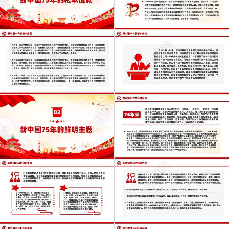 2024新中国75年的光辉历程和历史启迪PPT党政风新中国成立75周年特别党课
