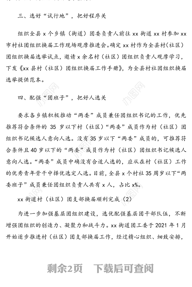 村（社区）团组织换届工作总结报告2篇