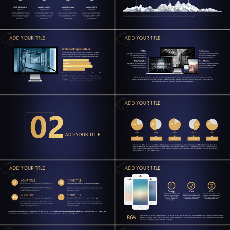 蓝金极致奢华高端大气公司介绍企业宣传模板