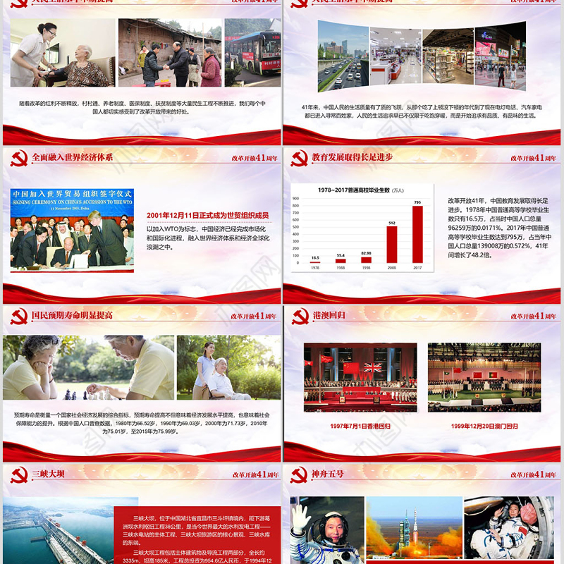 红色大气纪念改革开放40周年党建PPT