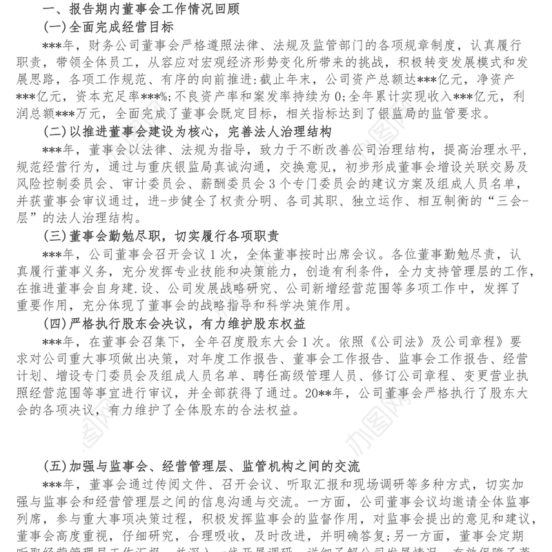 董事会履职报告