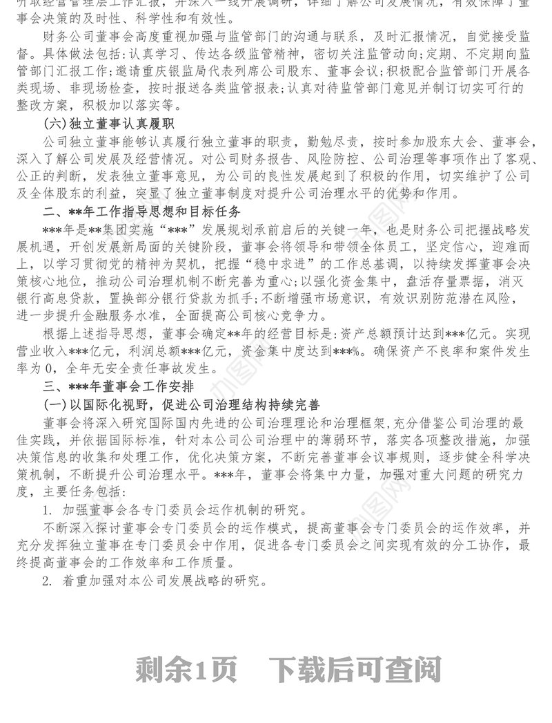 董事会履职报告