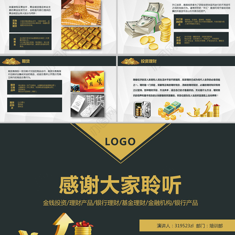 原创金融投资理财财富增长知识学习PPT模板