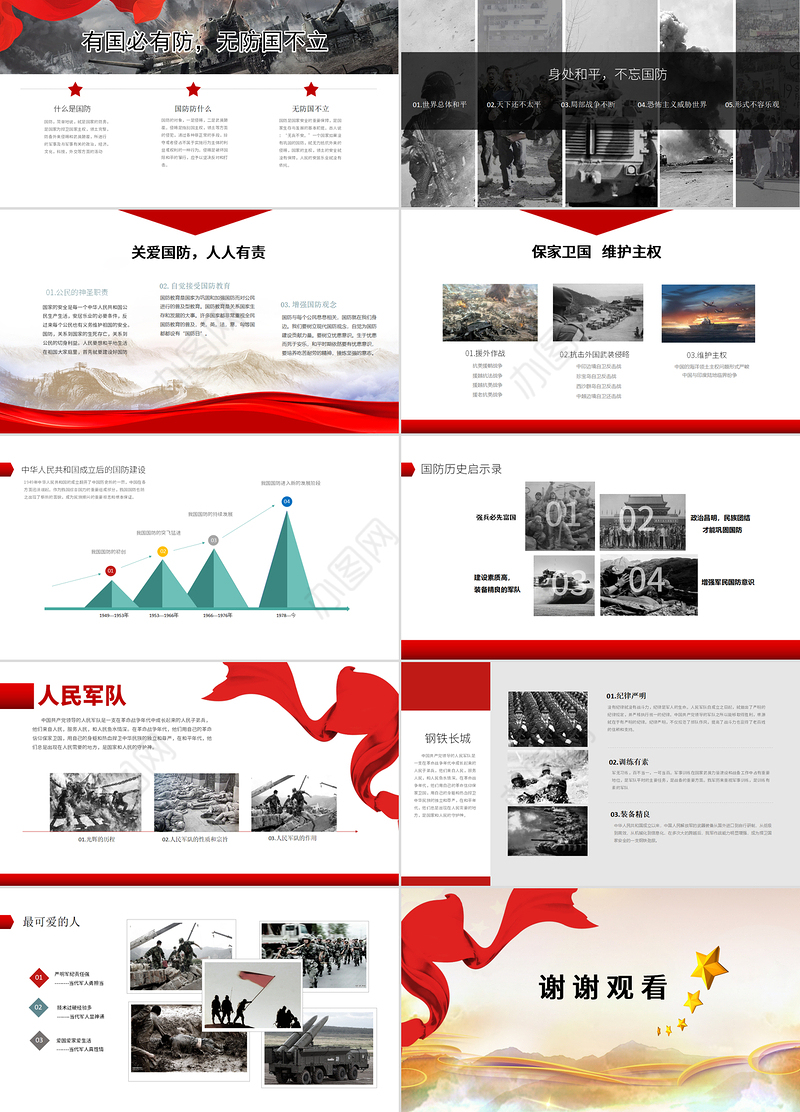 国防教育PPT模板