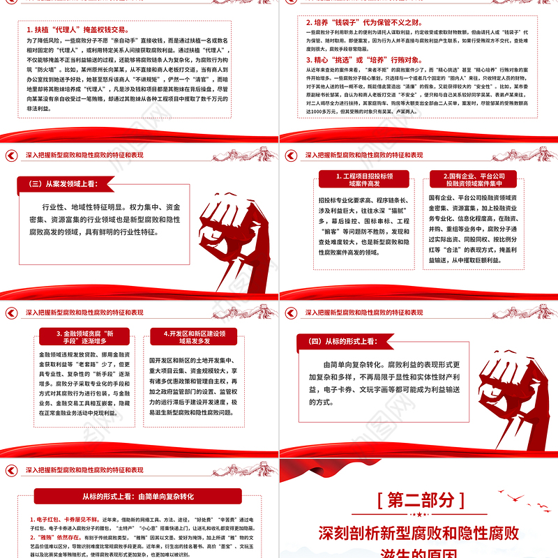 坚决查处新型腐败和隐性腐败PPT红色简洁2023年党风廉政建设和反腐败工作专题课件
