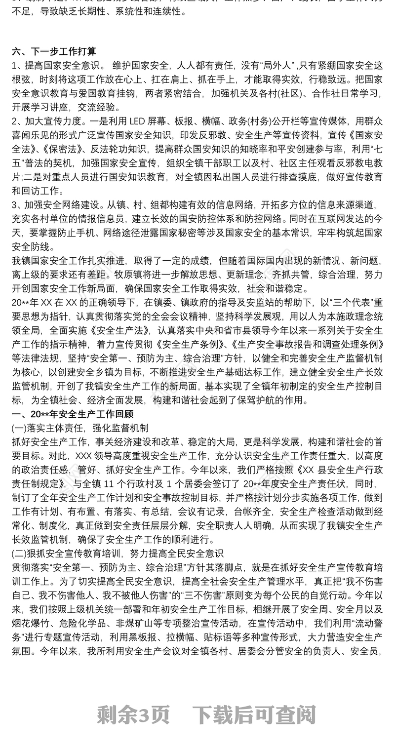 20xx年国家安全人民防线工作总结