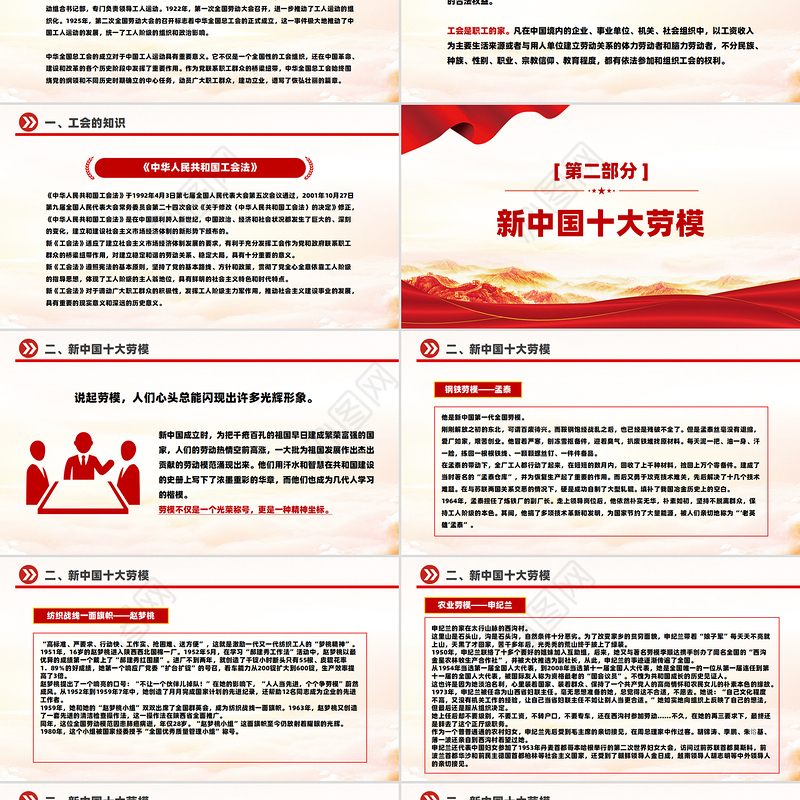 精美简洁中华全国总工会成立100周年PPT微党课