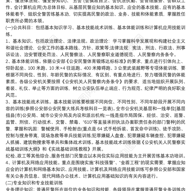 市公安局年度大练兵实施方案