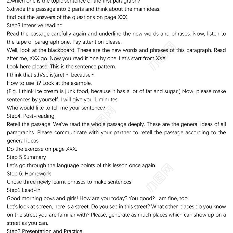 初中英语面试试讲稿模块