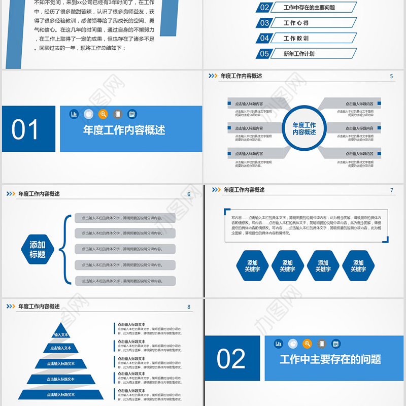 大气简洁蓝色工作总结年终总结汇报工作计划动态PPT模板