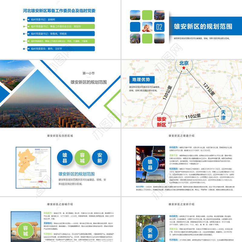 河北雄安新区介绍PPT模板概况规划地图