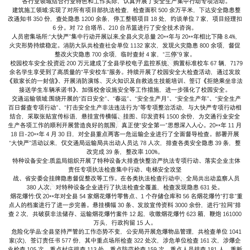 2021安全生产集中行动专项活动工作总结