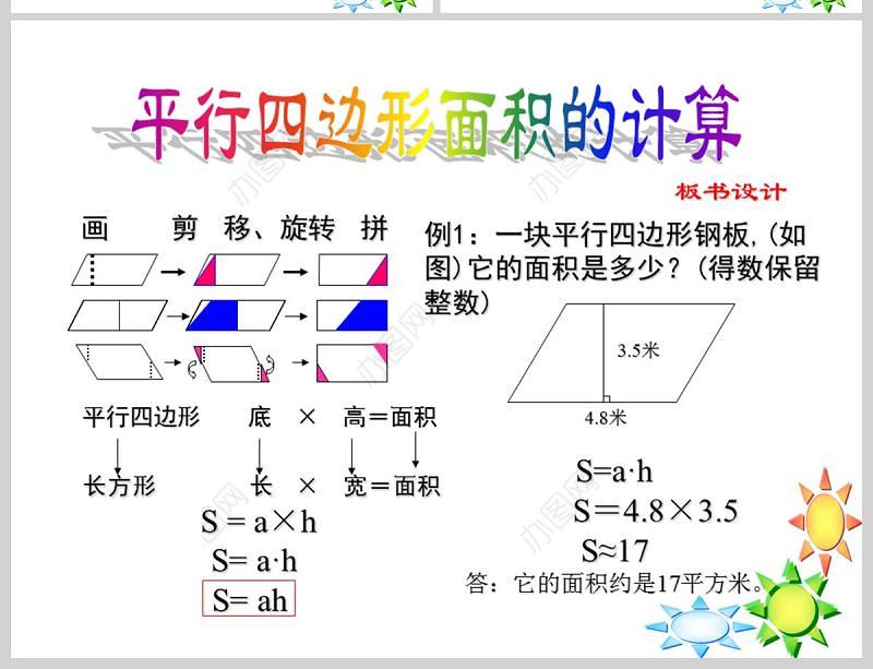  多边形的面积平行四边形的面积PPT模板