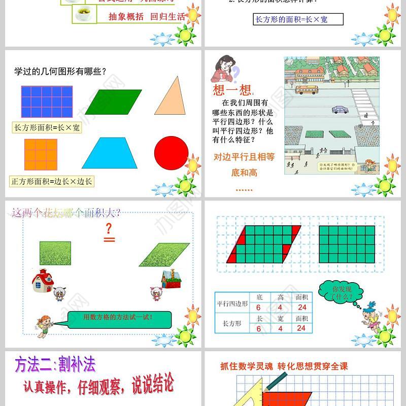  多边形的面积平行四边形的面积PPT模板