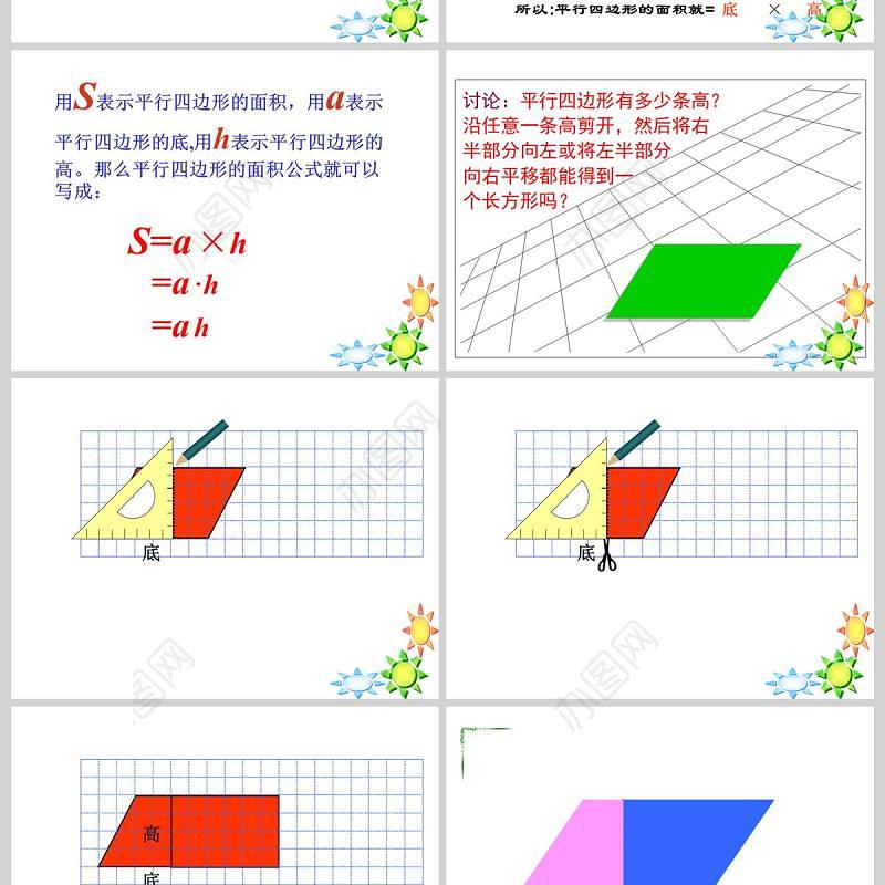  多边形的面积平行四边形的面积PPT模板