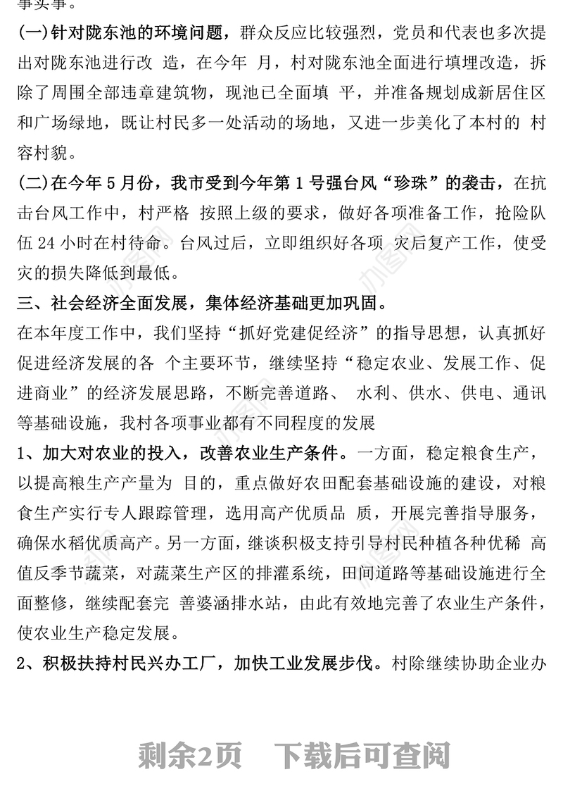 村党支部年度个人工作总结