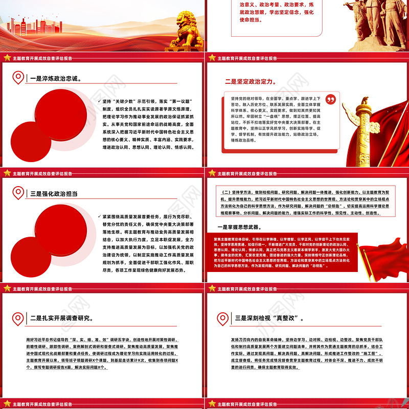 2023年主题教育开展成效自查报告PPT模板